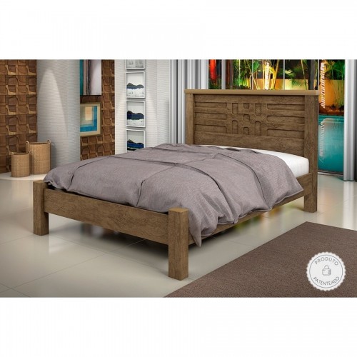 Cama De Casal Emily Com Estrado Reforçado - Castanho - Basoto Brasil