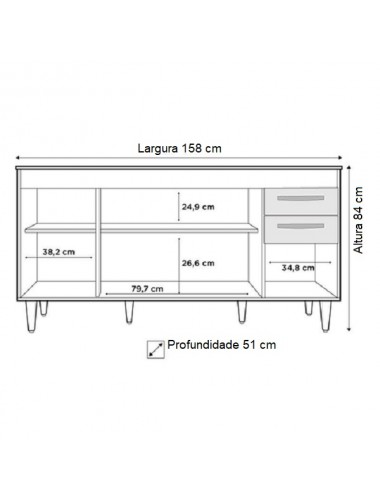 Balcão Para Pia Amanda 160 Cm 04 Portas 02 Gavetas Branco