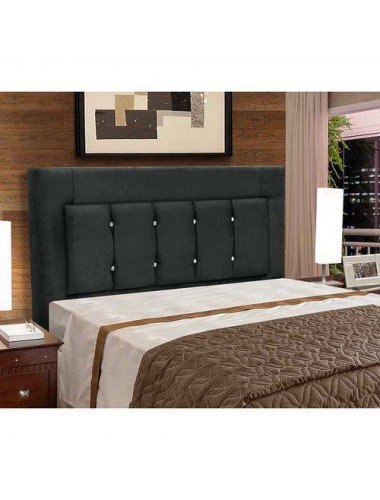   Cabeceira Para Cama Box Casal 1,60 Cm Cancun Veloplus Preto- Dobuê