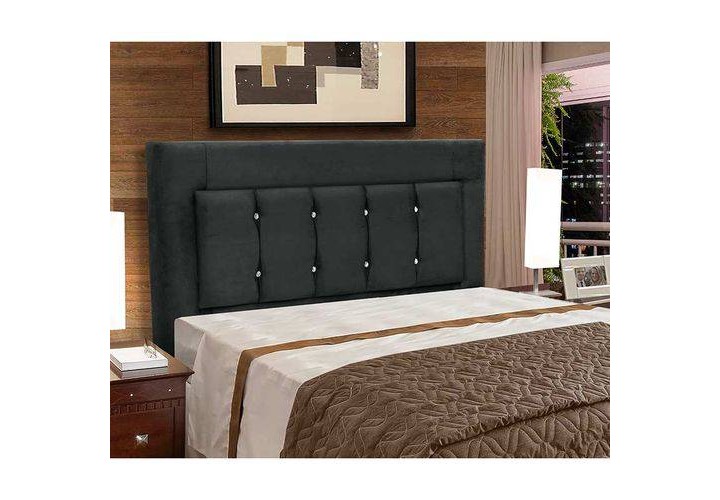   Cabeceira Para Cama Box Casal 1,60 Cm Cancun Veloplus Preto- Dobuê