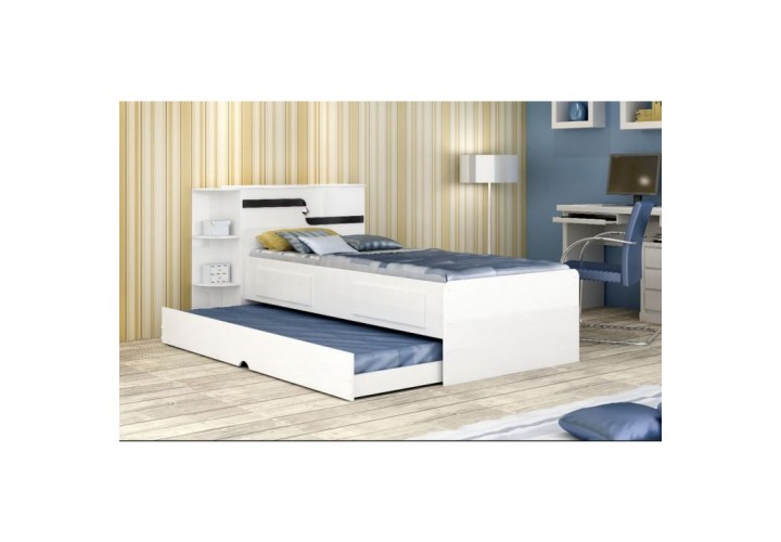 Cama Bibox Baú Hortência Branco / Branco Preto