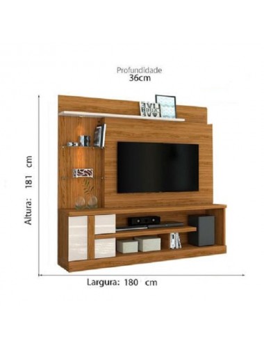 Estante Home Theater p/ TV 55" Madetec Alan Naturale / Off White