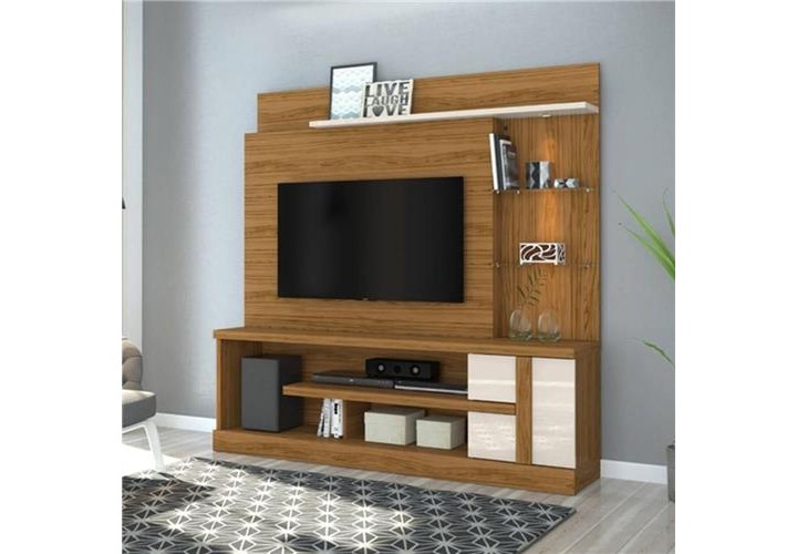 Estante Home Theater p/ TV 55" Madetec Alan Naturale / Off White