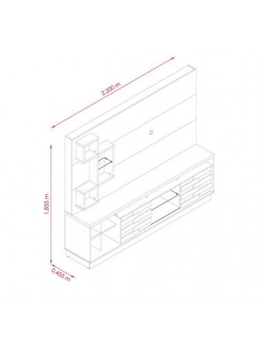 Estante para Home Theater 65 Polegadas Heitor 220 cm Off White Savana