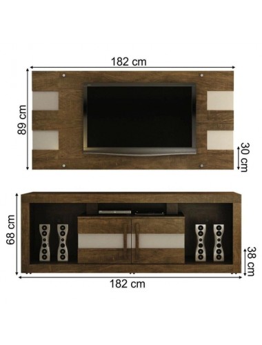 Rack com painel Titan Ipê/Off White Valdemóveis