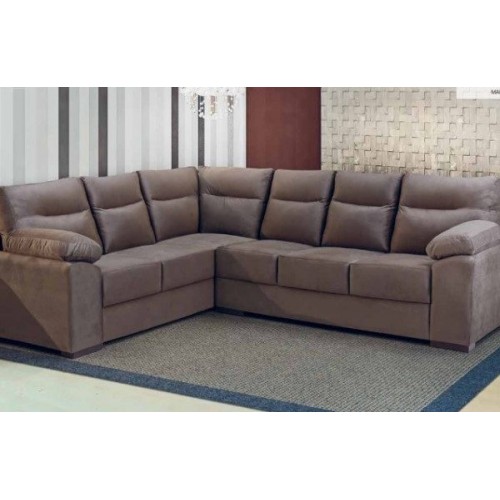 Sofa Milena 3x2 Lugares Com Canto Marrom Takei