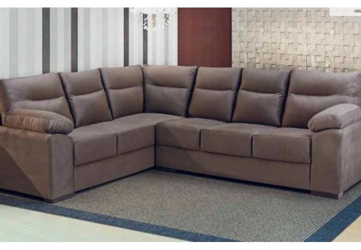 Sofa Milena 3x2 Lugares Com Canto Marrom Takei